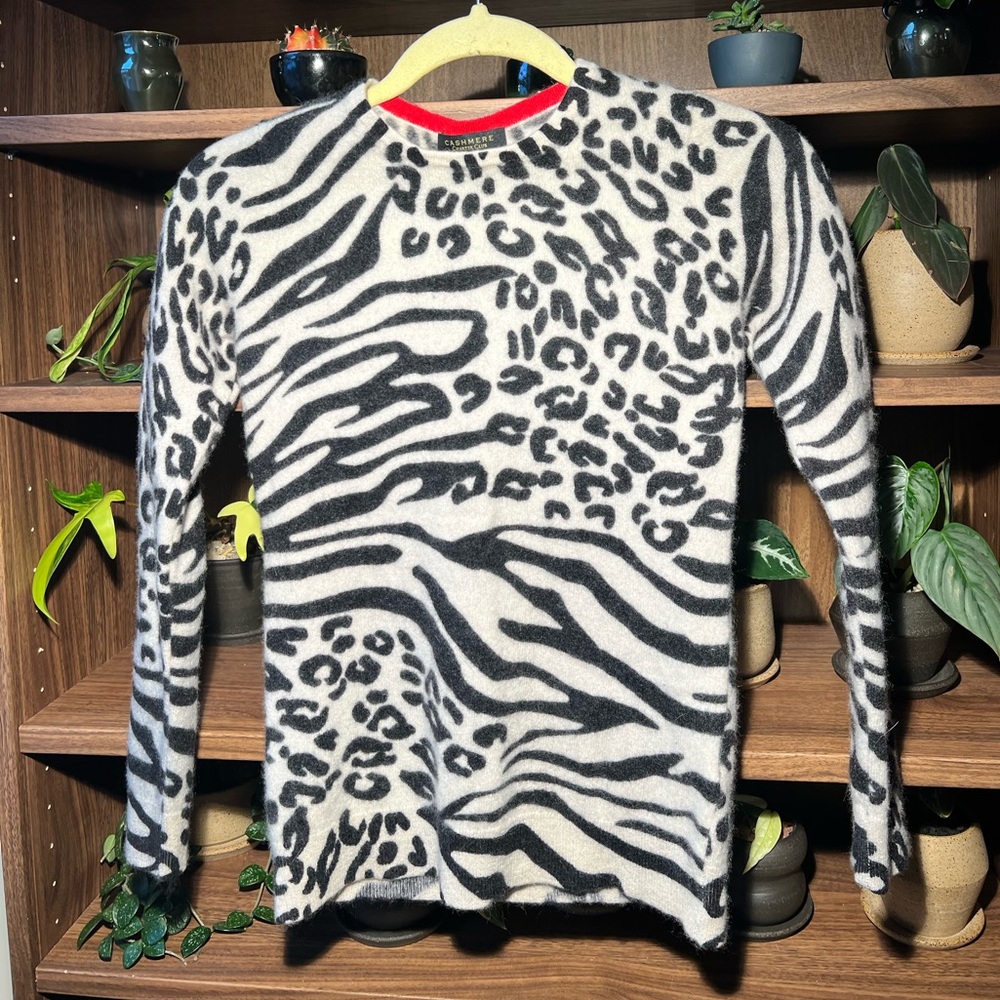 Vintage Cashmere Animal Print Sweater